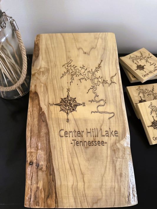 Lakeside Memory Charcuterie Board and Coasters Set