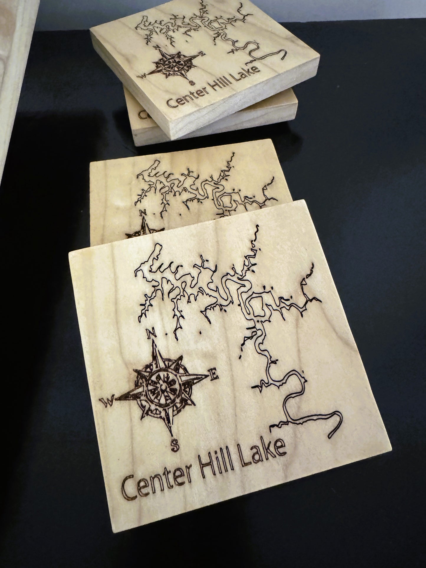 Lakeside Memory Charcuterie Board and Coasters Set